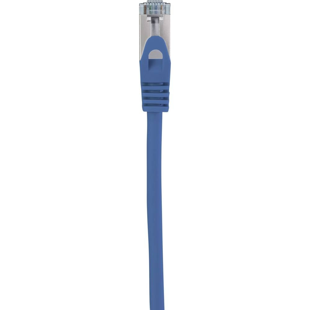 Un cavo di rete blu con un connettore all'estremità.