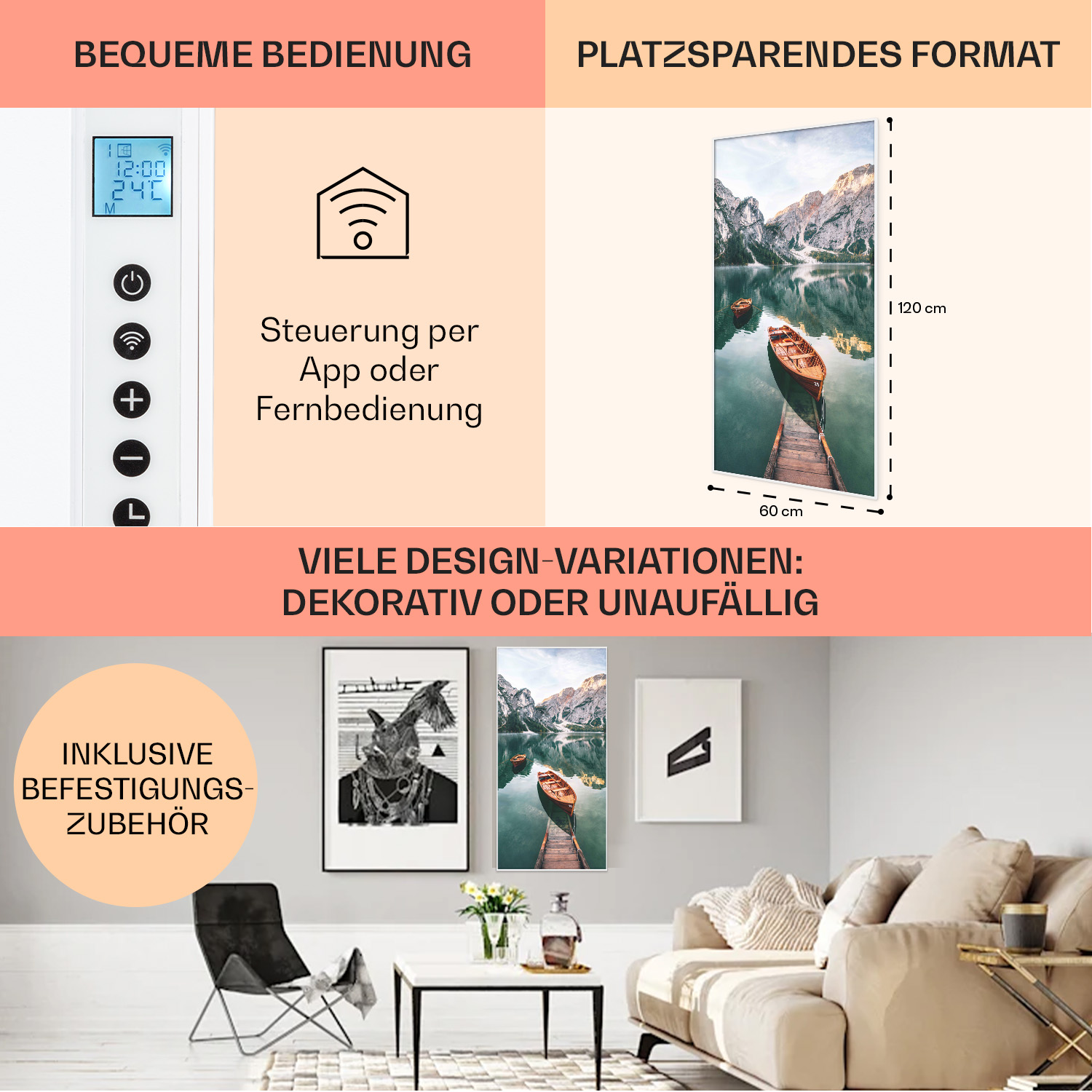 Produktdatenblatt mit technischen Spezifikationen und Modellnummern, auf Deutsch.
