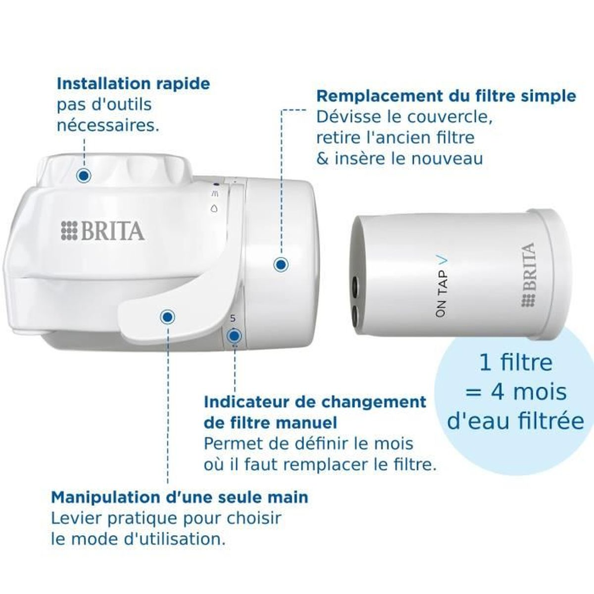BRITA Wasserfilter On TAP Wasserfilter-Kartusche, Blanc