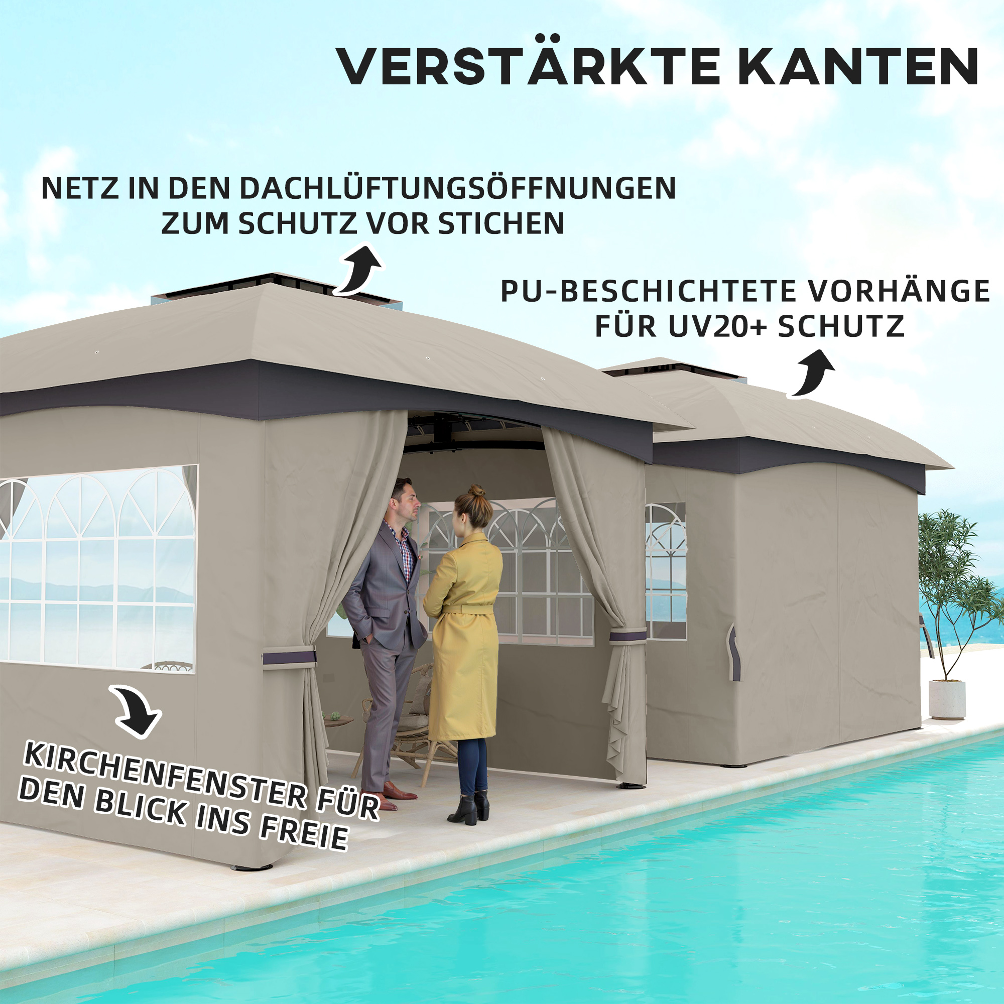 Nahaufnahme einer braunen, gepolsterten Tasche mit Reißverschluss.