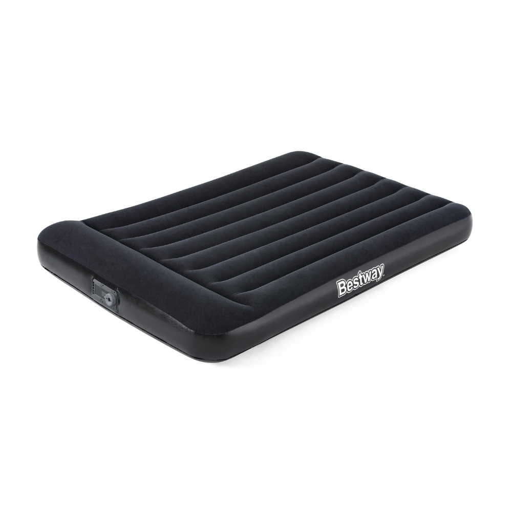 Matelas pneumatique Bestway noir sur fond blanc. Le matelas est de forme rectangulaire.
