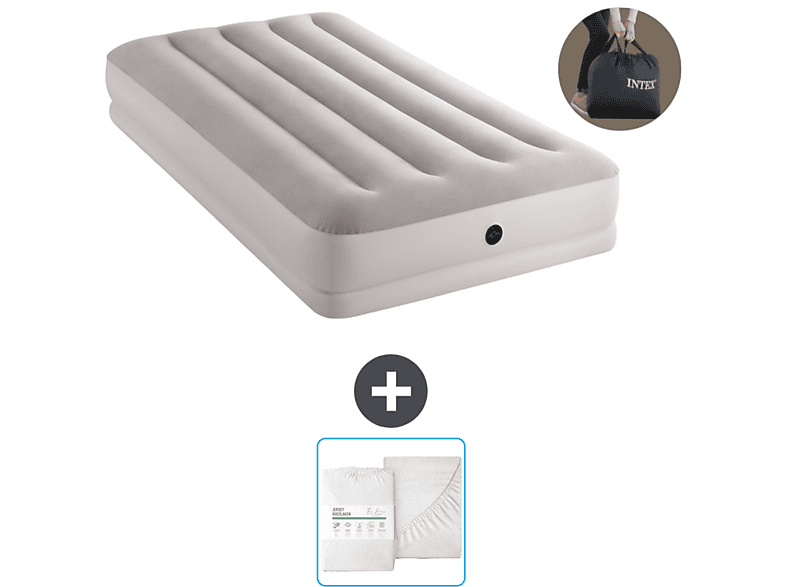 iDOO Luchtbed voor 2 personen, zelfopblazend met ingebouwde pomp, snel opblazen/leeg laten lopen in 3 minuten, opblaasbaar matras voor logeerbed en campingbed, 190 x 137 x 38 cm, 295 kg max