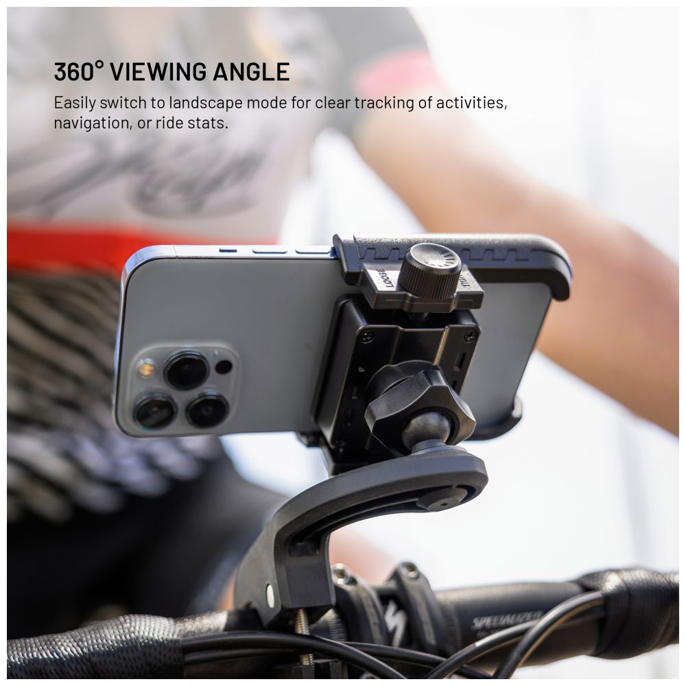 Ein Telefon ist am Fahrradlenker montiert, das Display ist sichtbar.