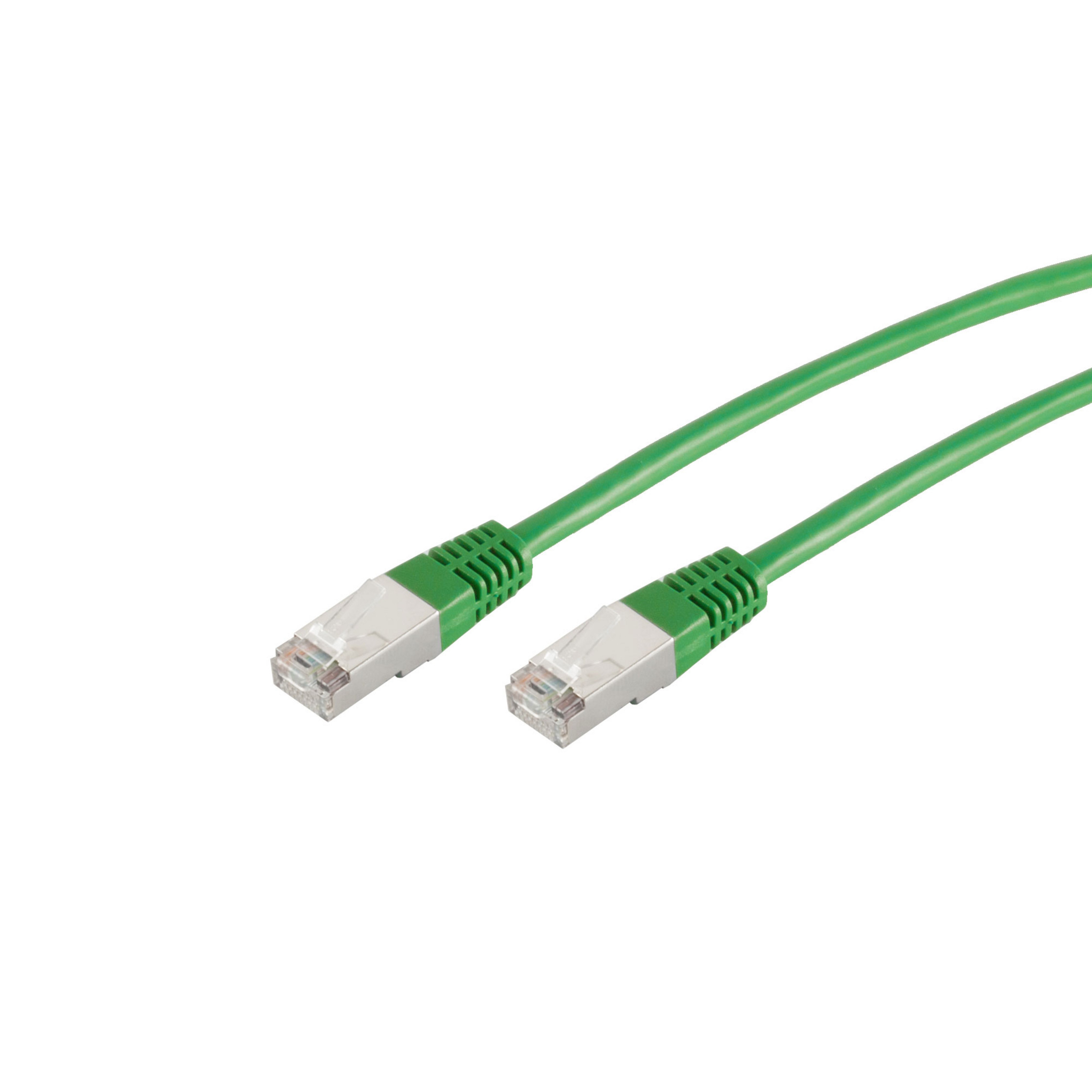 Grünes Ethernet-Kabel mit silbernen Steckern.