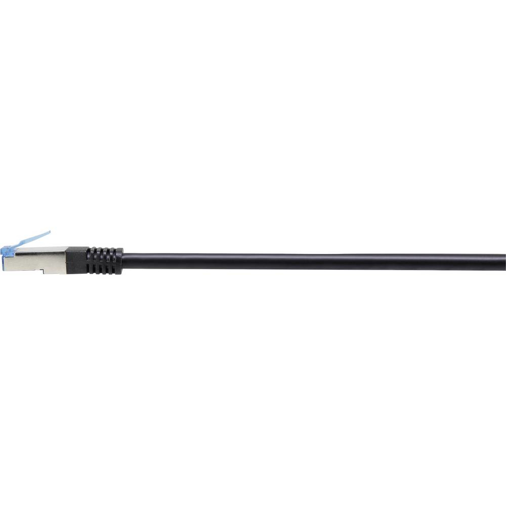 Un cavo di rete nero con un connettore blu.