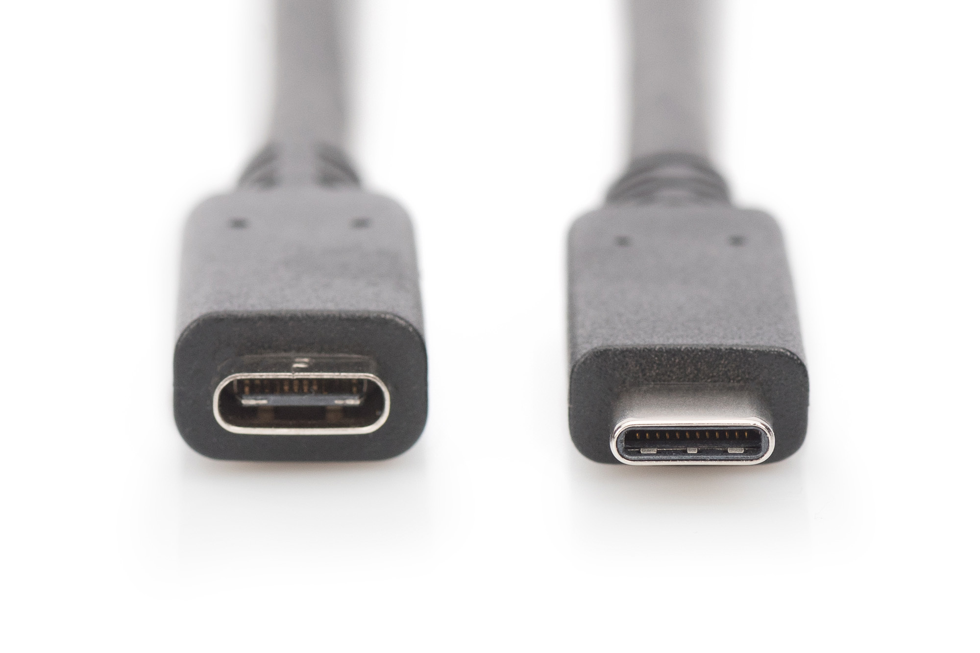 Two USB-C connectors, side by side, on a white background.