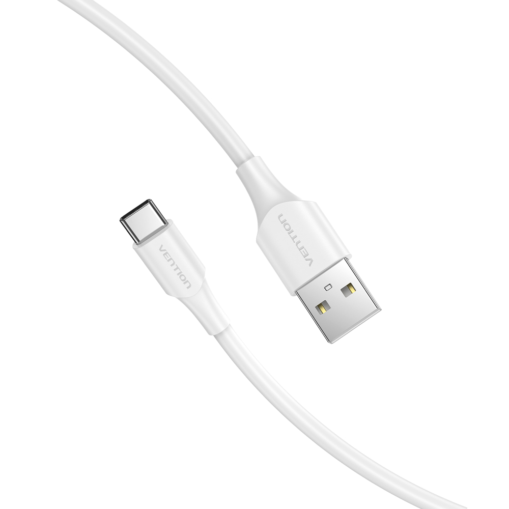 Cavo USB bianco, da USB-C a USB-A, con marchio Vention.