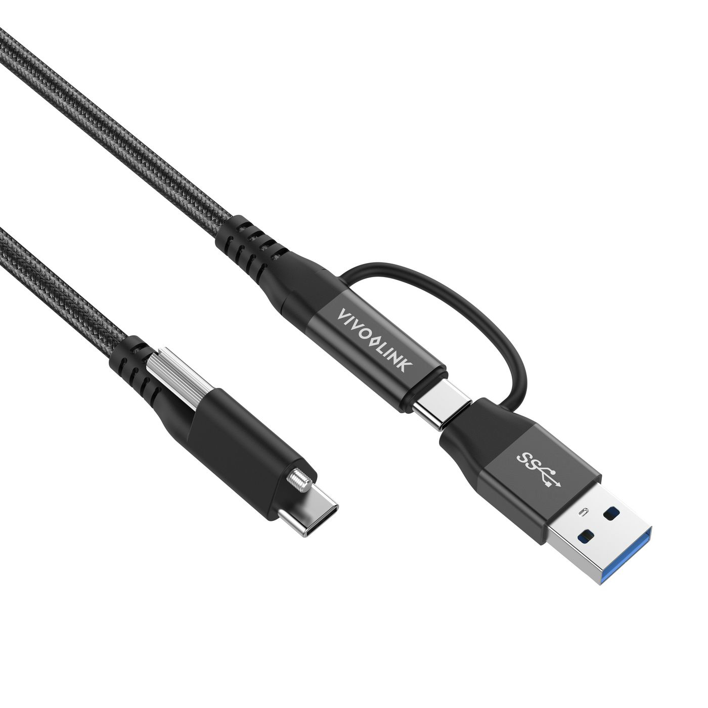 Cavo nero da USB-C a USB-A, con marchio 'VIVO LINK'.