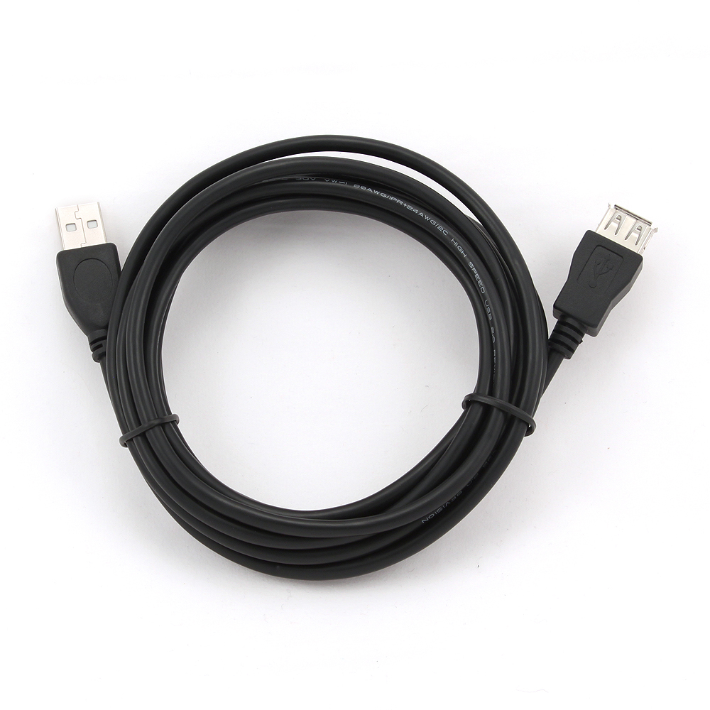 Czarny kabel USB ze złączami USB A i USB B.
