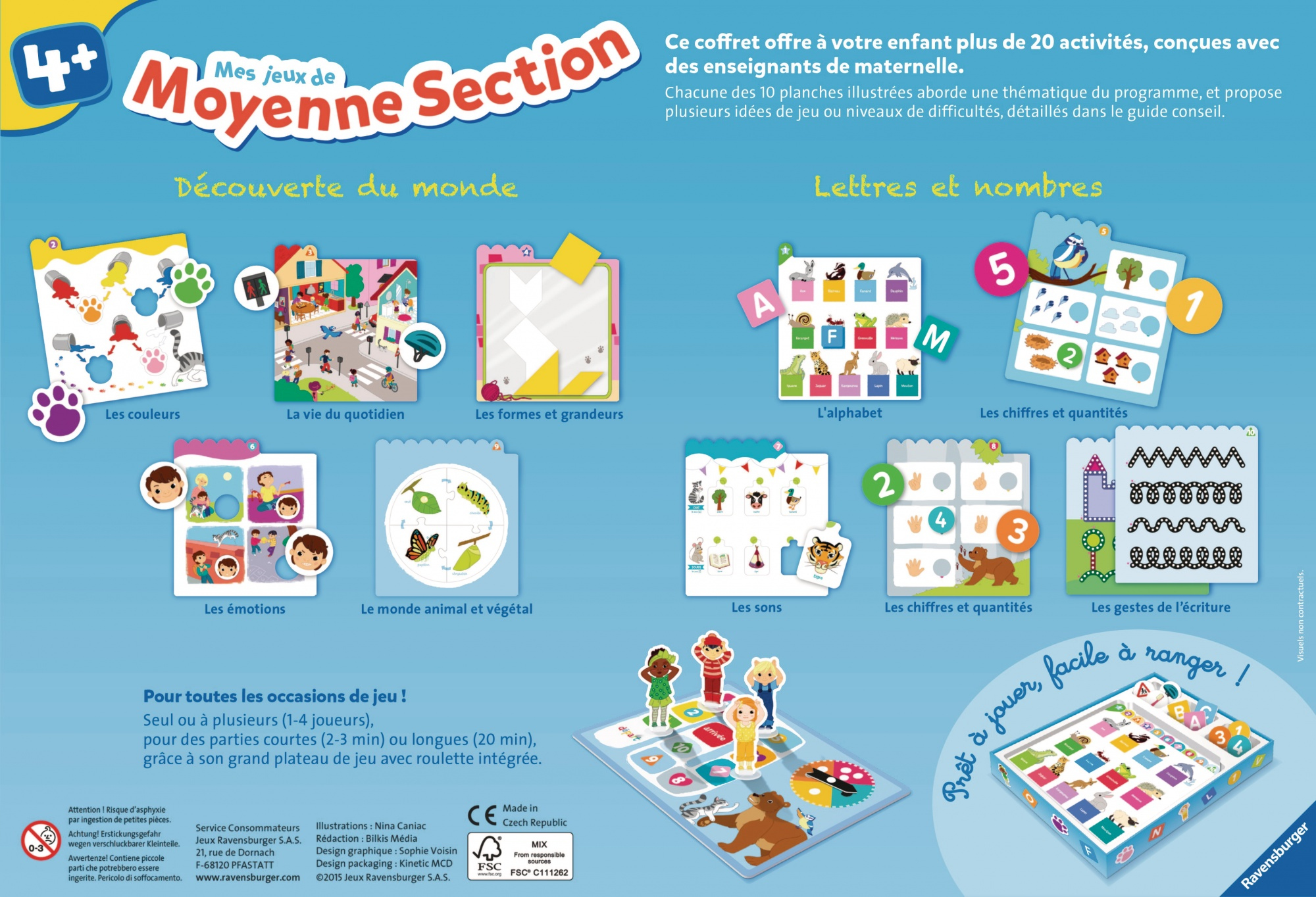 Un gioco da tavolo educativo per bambini con illustrazioni colorate e lettere.