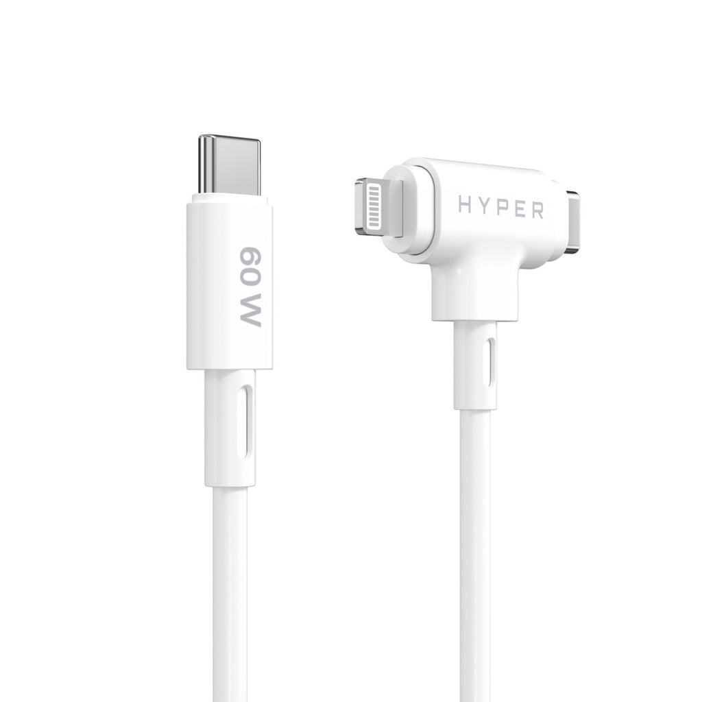 White 60W cable with a USB-C connector on one end and a lightning connector on the other.
