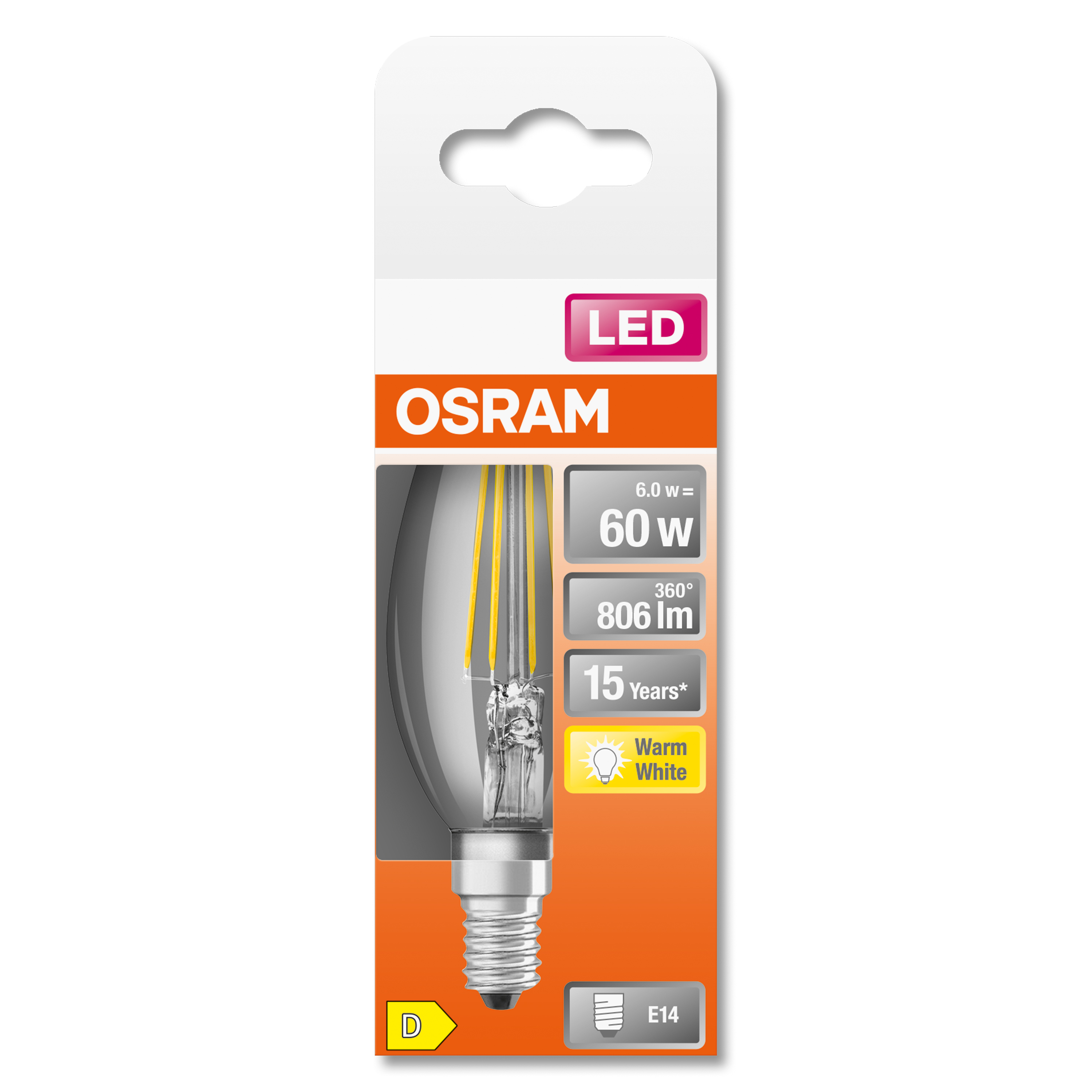 Opakowanie żarówki, prezentujące żarówkę LED o ekwiwalencie 60W oraz szczegóły na pudełku.