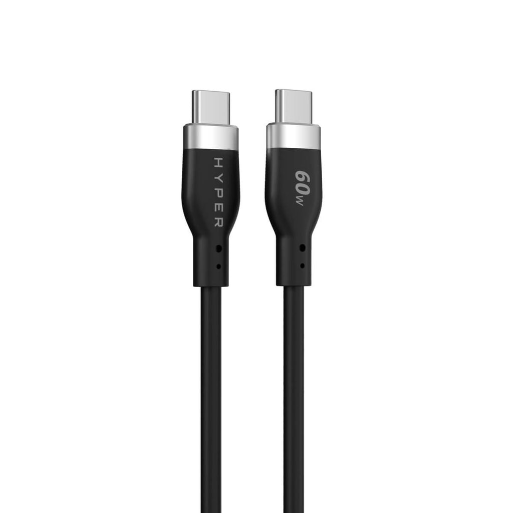 Due cavi USB-C neri affiancati. Uno con 'HYPER', l'altro '60W'.