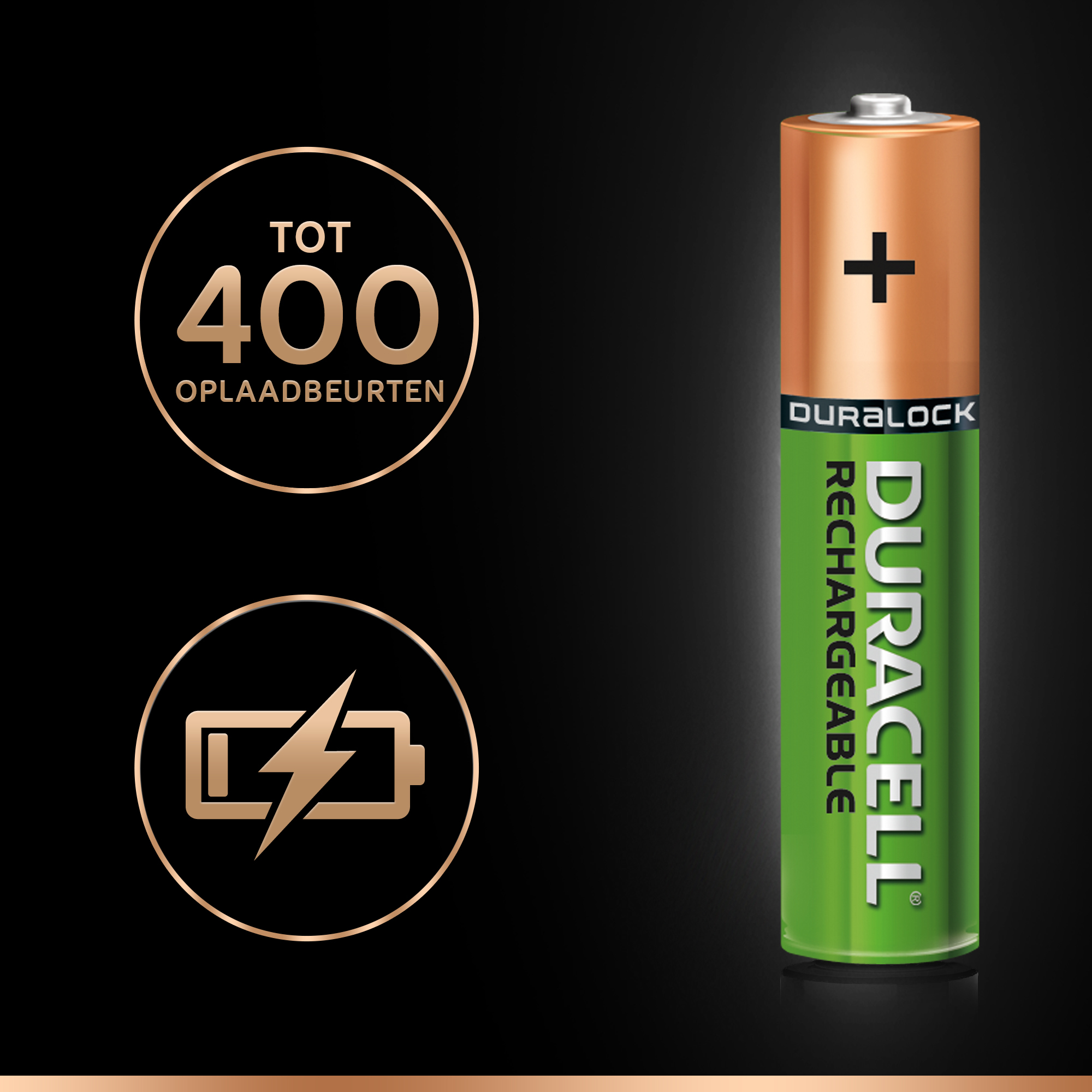 Akumulator Duracell. Jest zielony i miedziany z symbolami i tekstem wokół.