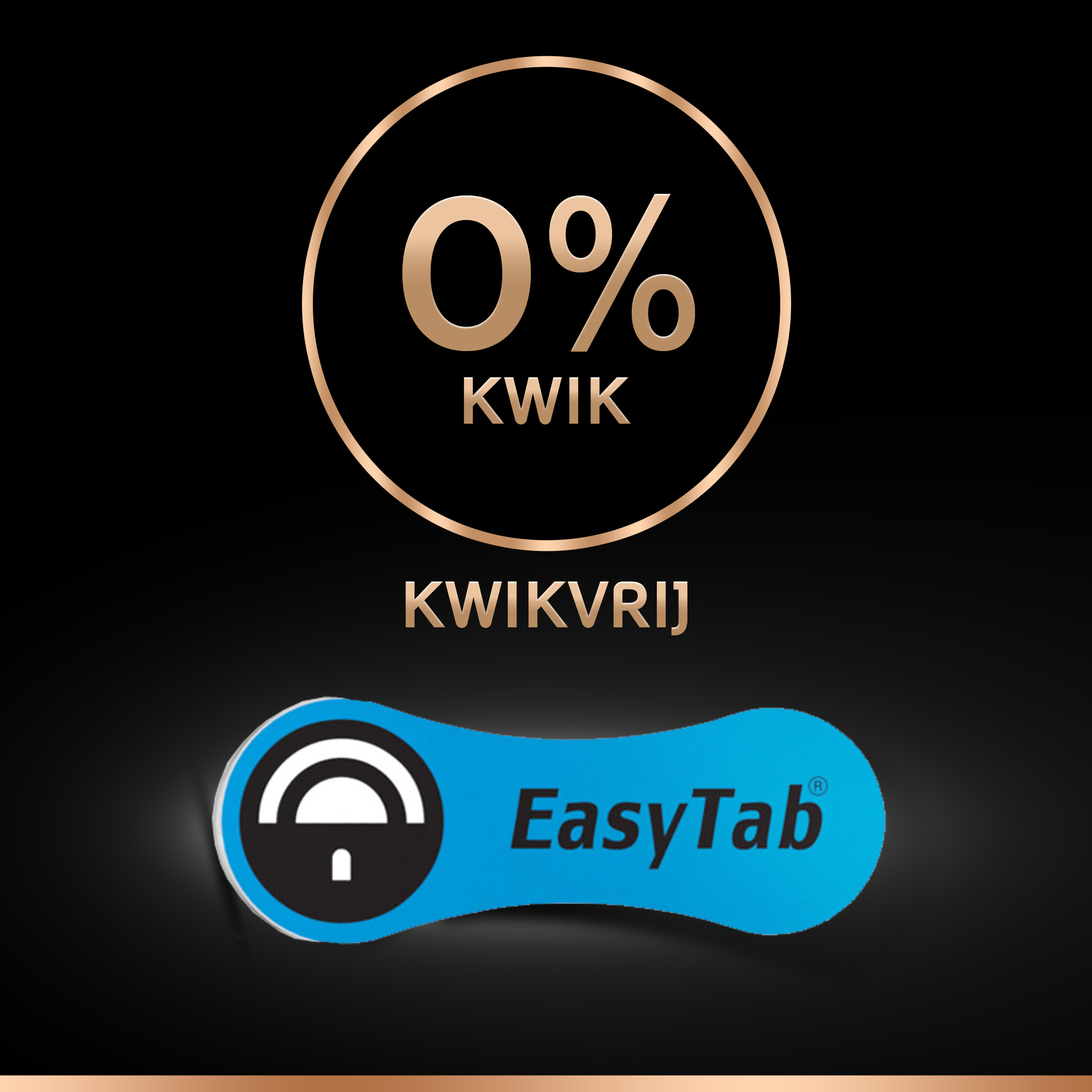 Czarne tło ze złotym okręgiem, tekstem i niebieską ikoną EasyTab.