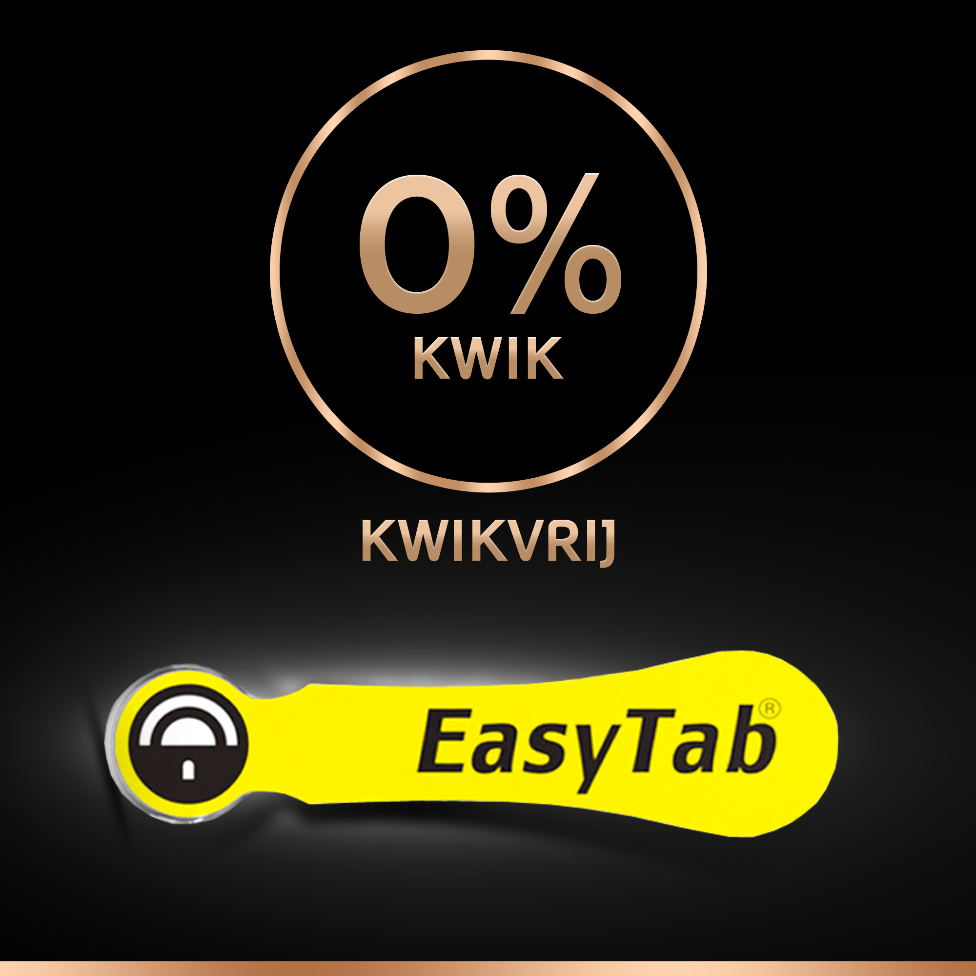 Czarno-żółte opakowanie ze znakiem wolnym od rtęci i logo EasyTab.