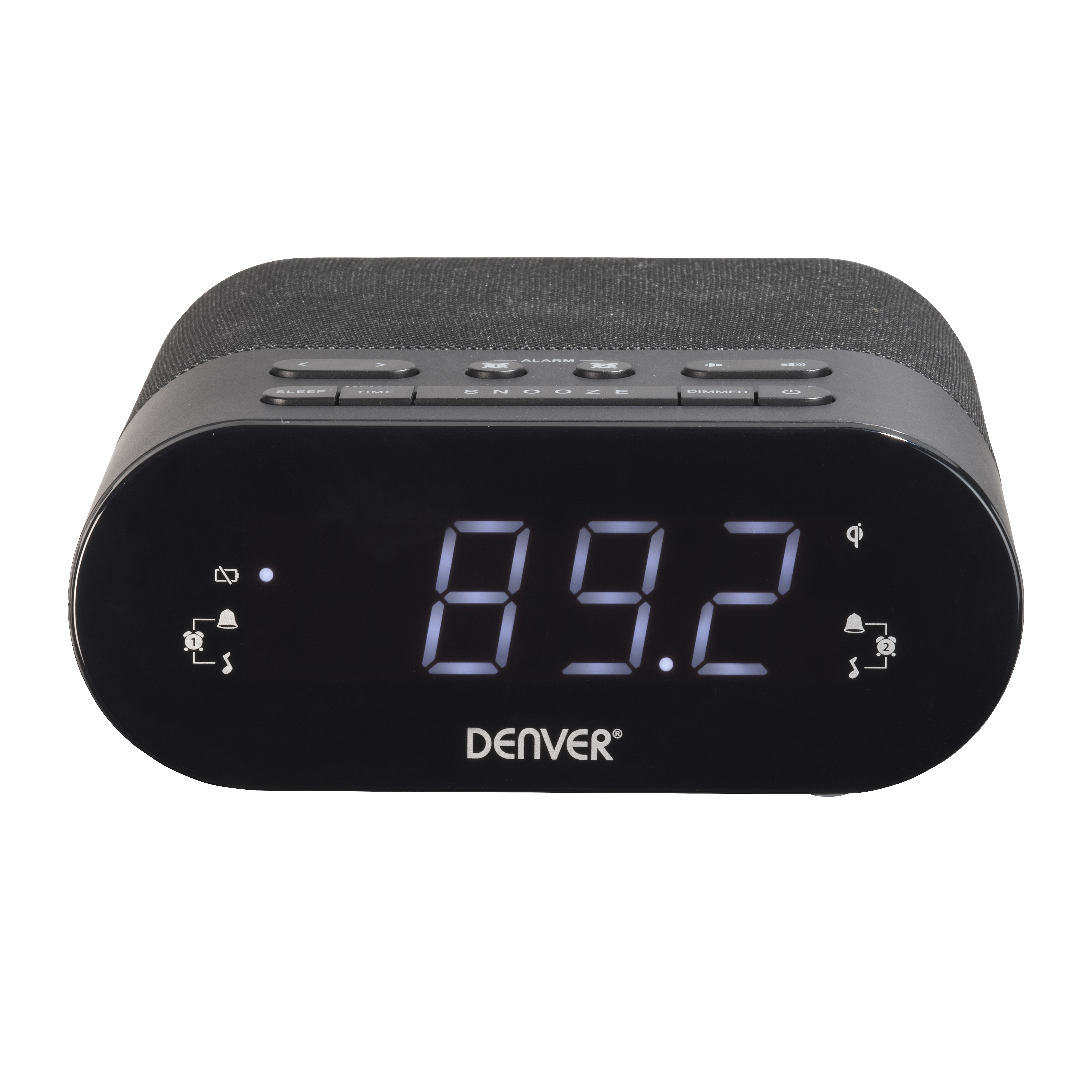 Black Denver digital alarm clock displaying '89.2'.
