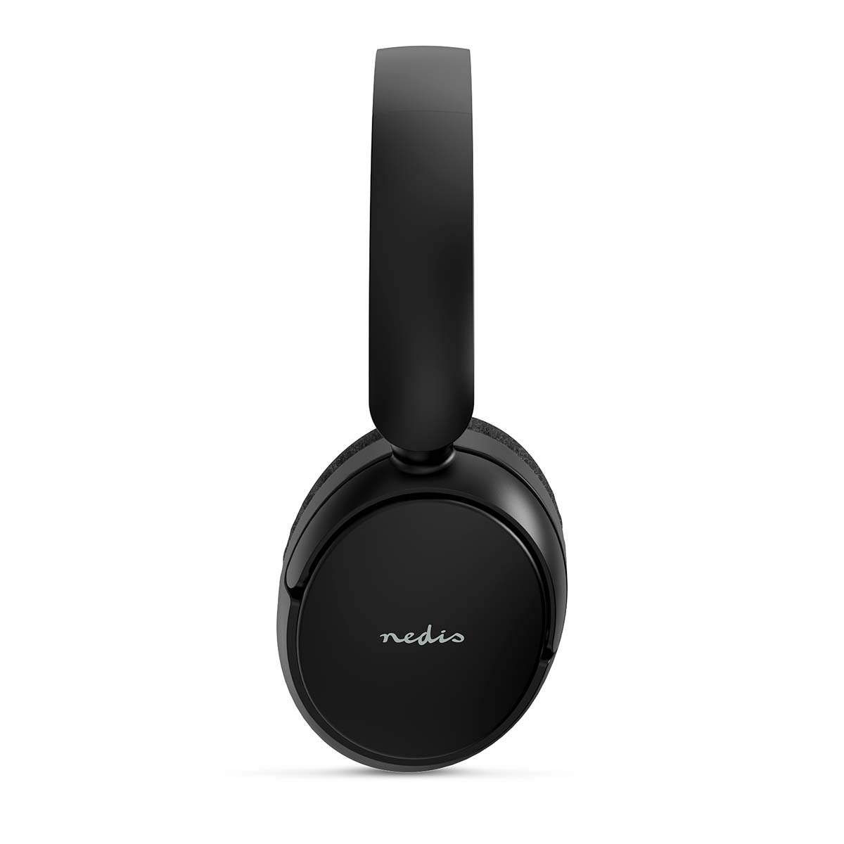 Casque circum-auriculaire noir en vue de profil. Le mot "nedis" est visible.