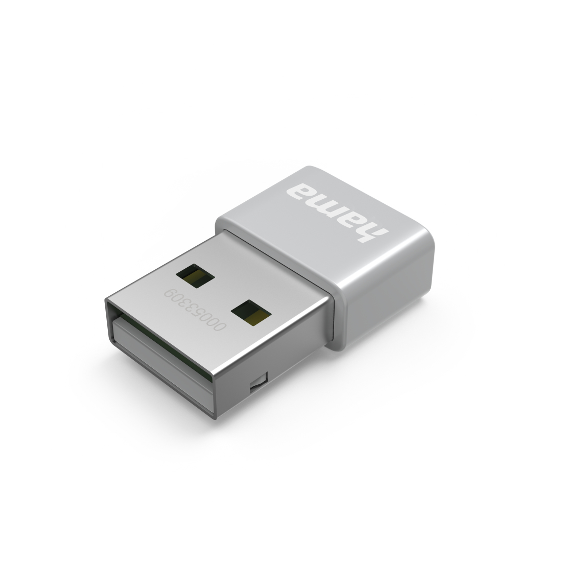 Srebrny adapter USB ze słowem 'hama', na białym tle.