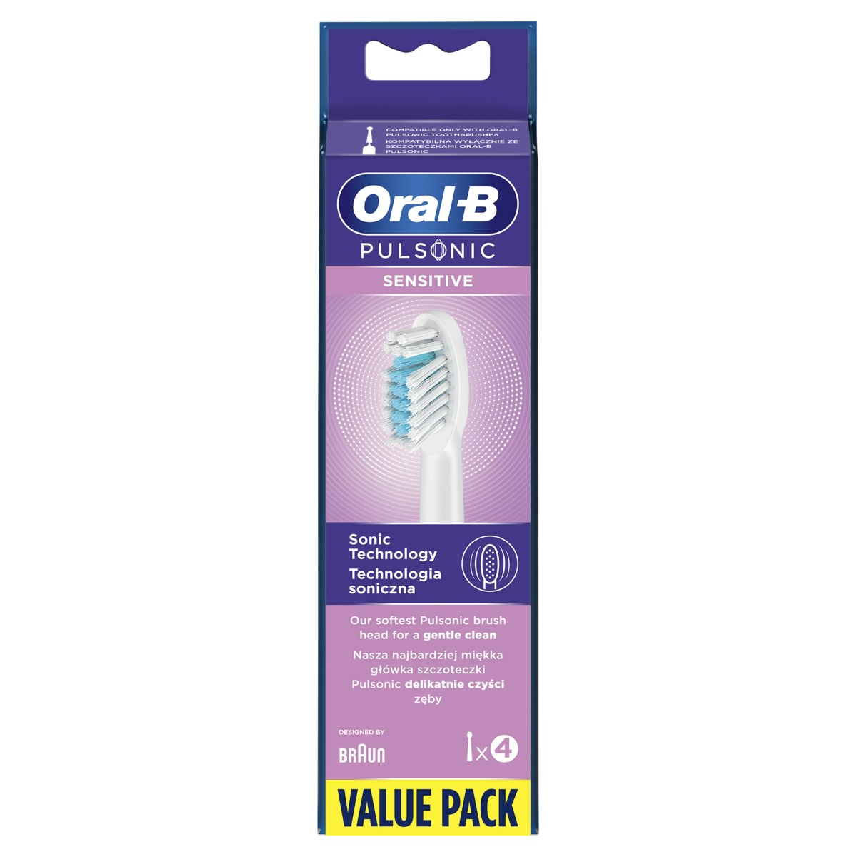 Box of Oral-B Pulsanic Sensitive toothbrush heads.