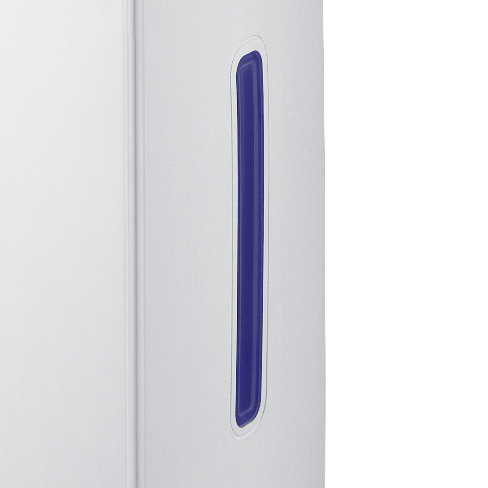 Biała powierzchnia z pionowym niebieskim paskiem. Pasek jest wpuszczony.