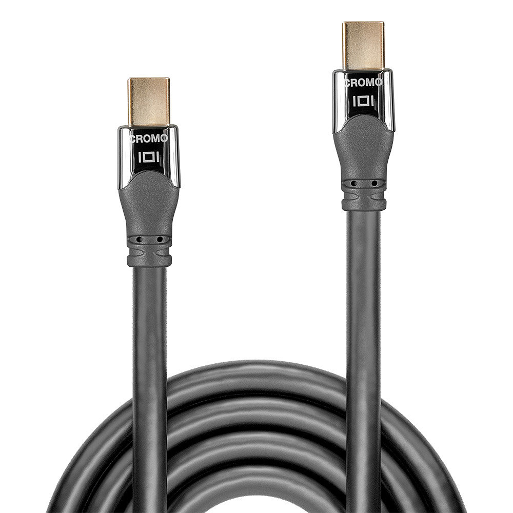 Cavo grigio con connettori dorati con marchio CROMO.