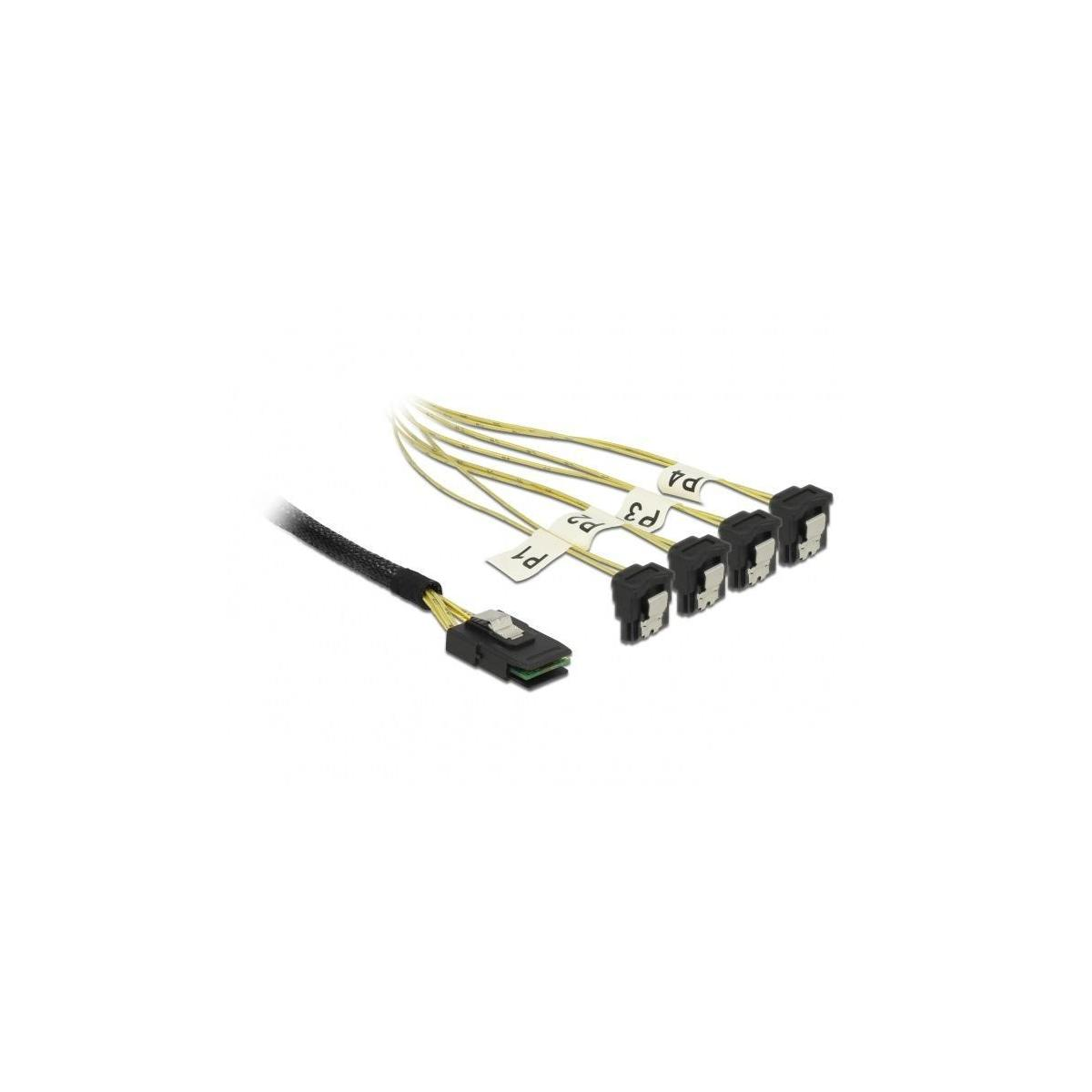 Cavi SATA con più connettori. Ogni connettore è etichettato P1, P2, P3, ecc., su sfondo bianco.