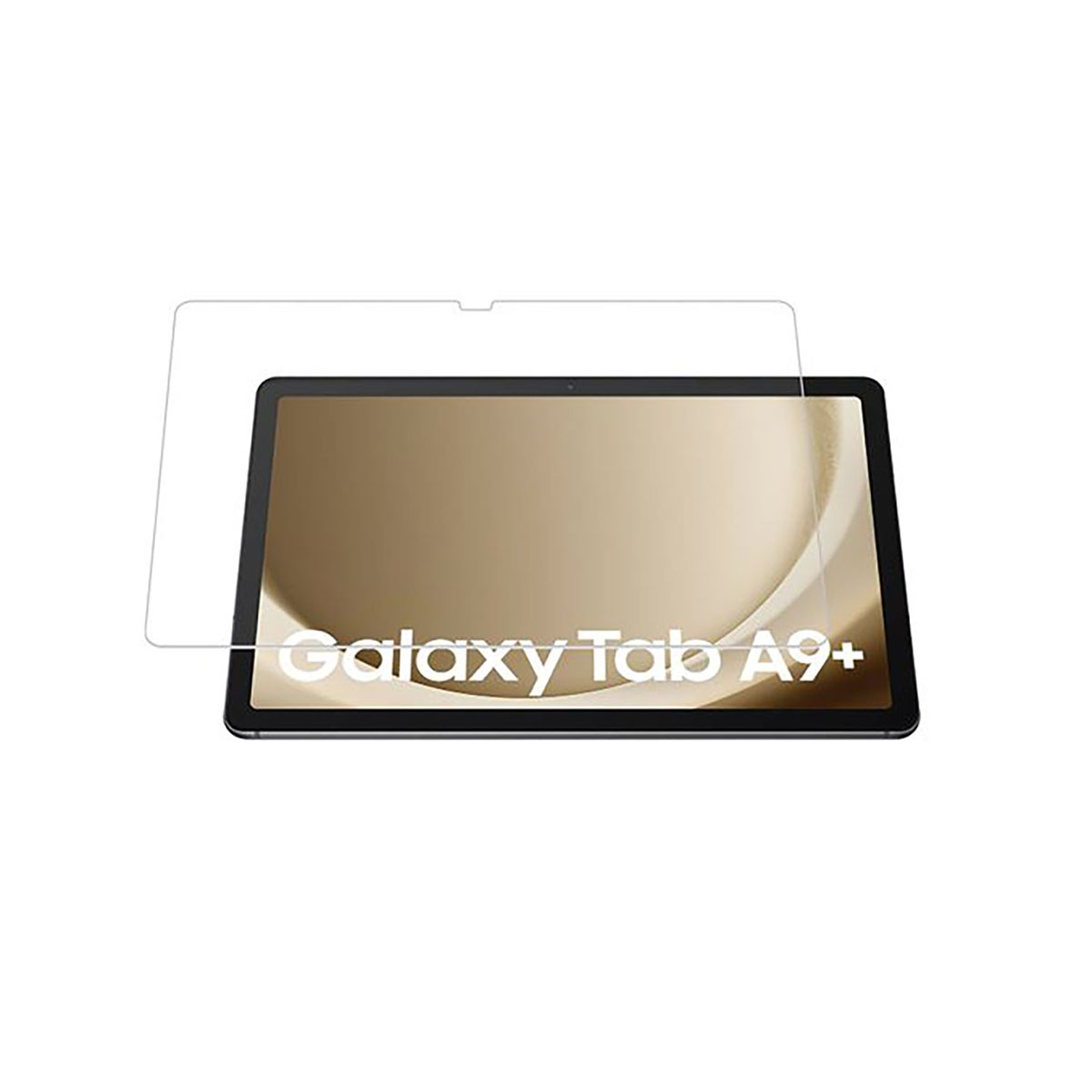 Un tablet con un proteggi schermo sopra. Il tablet mostra 'Galaxy Tab A9+'.
