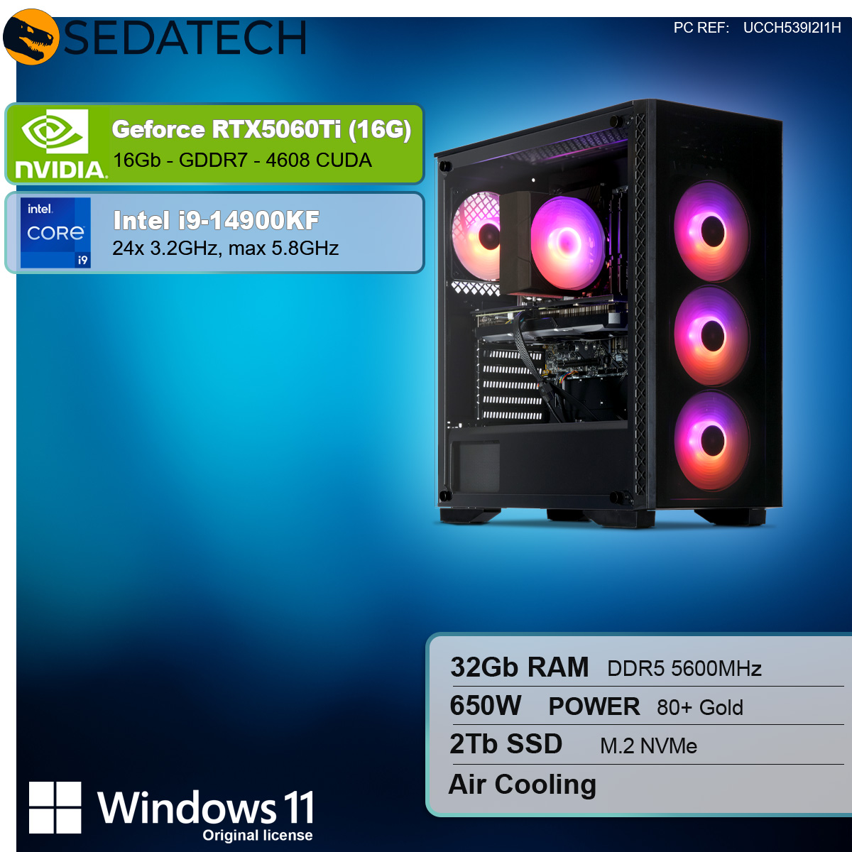 Un case per computer con componenti all'interno, incluse ventole, con testo sui componenti.