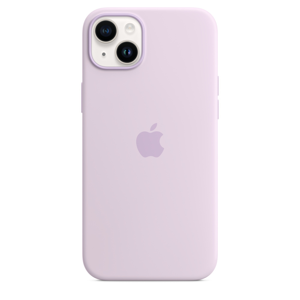 Fioletowe etui na iPhone'a z logo Apple z tyłu.