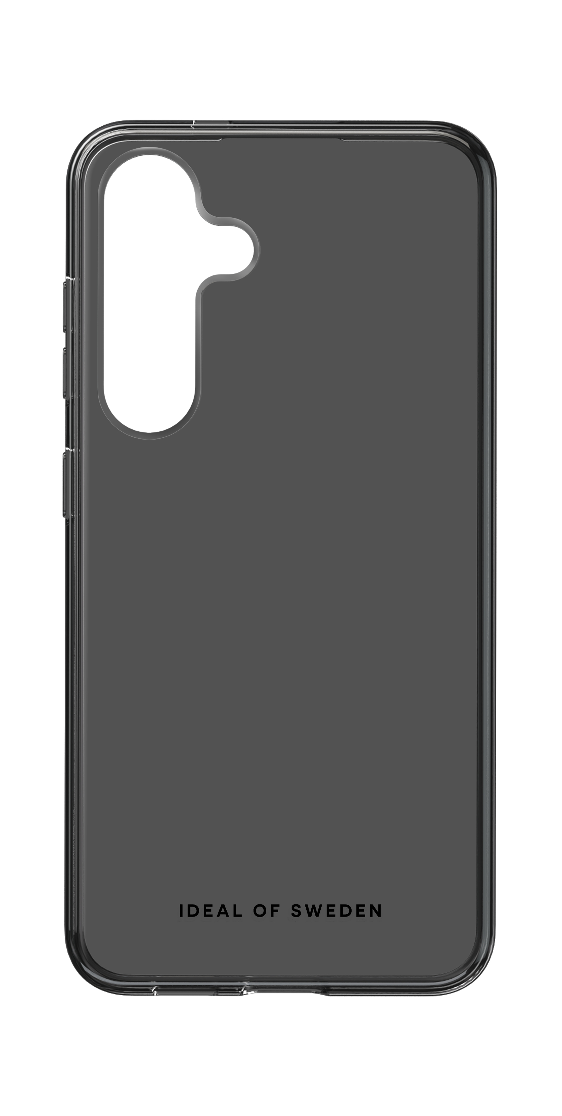 Eine transparente Handyhülle mit grauem Rücken und den Worten „IDEAL OF SWEDEN“.