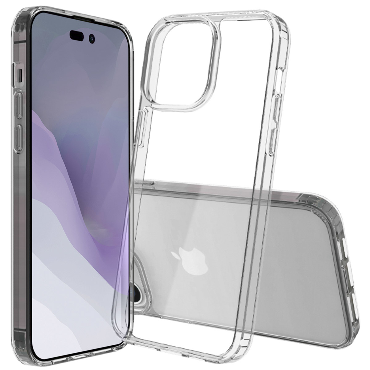 Coque transparente sur un téléphone, montrant le design du téléphone.