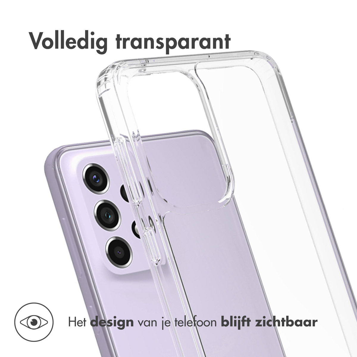 Un téléphone dans une coque transparente. La coque est sur le téléphone et le design est visible.
