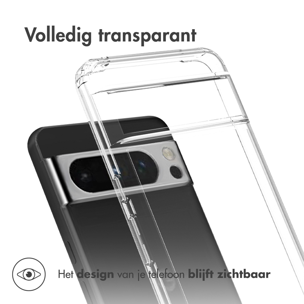 Coque de téléphone transparente sur un téléphone noir. La coque est transparente.