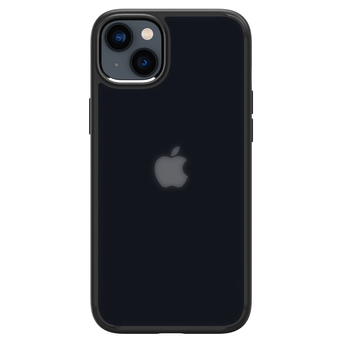 iPhone nero in una custodia nera con logo Apple.