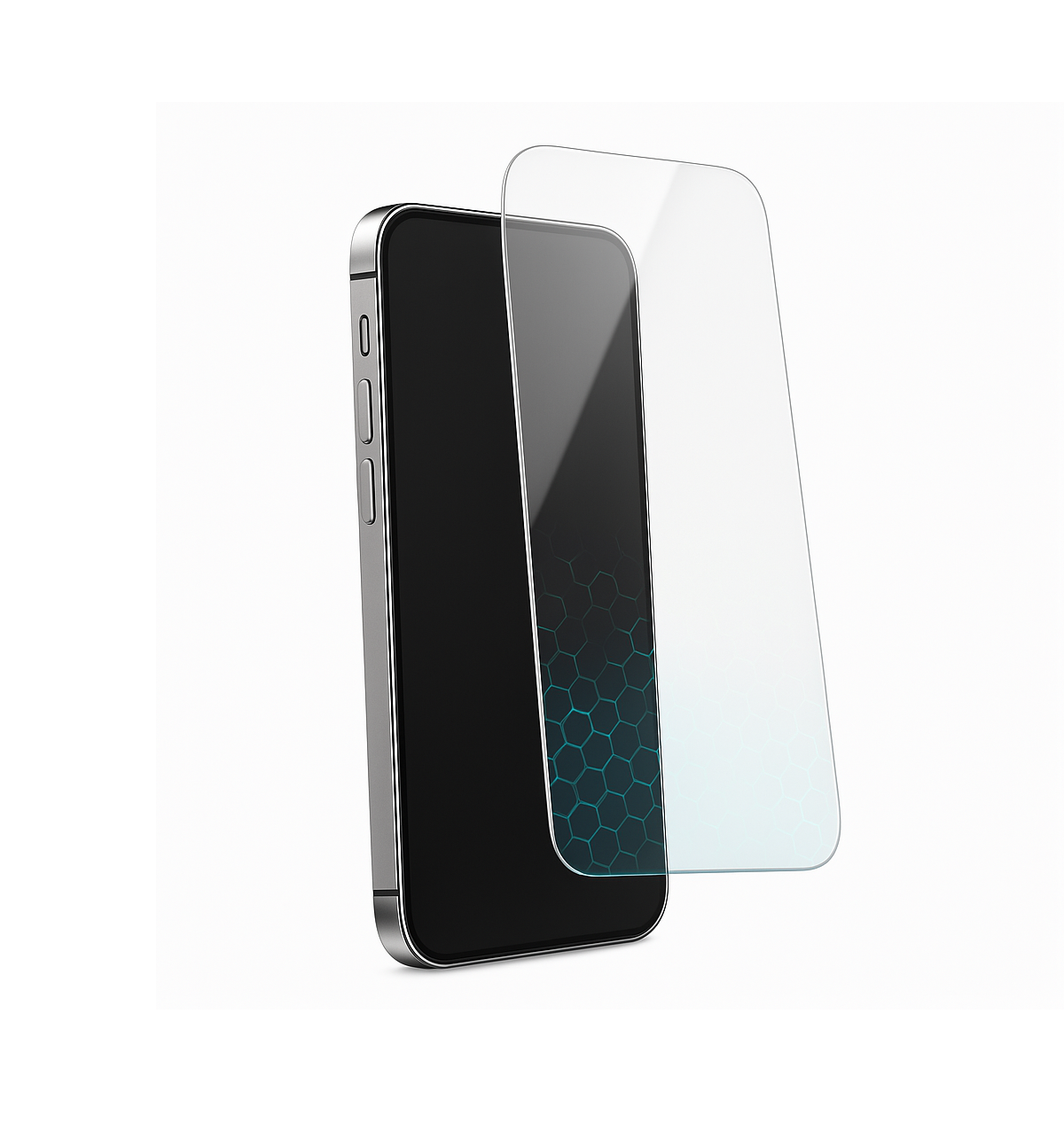 Ein Telefon mit Displayschutzfolie, das ein Wabenmuster zeigt.