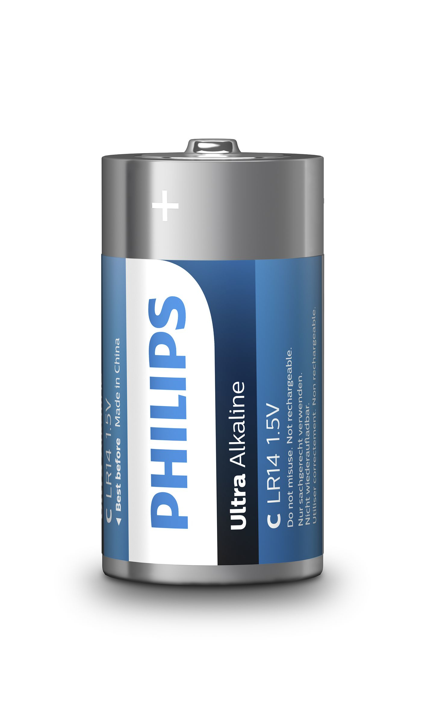 Bateria alkaliczna Philips. Ma niebieską i srebrną etykietę.