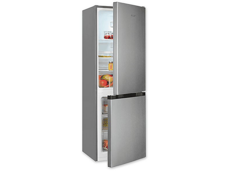 EXQUISIT KGC5231-60-E-050C inoxlook Kühl-Gefrierkombination (C, 121,00 kWh, 1440 mm hoch, Silber)