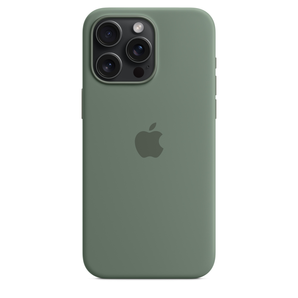 Green phone case with a camera cutout and an Apple logo. The case is smooth with a matte finish.