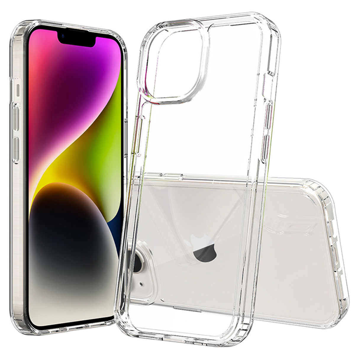 A phone in a clear case. The phone is visible, along with the case around it.