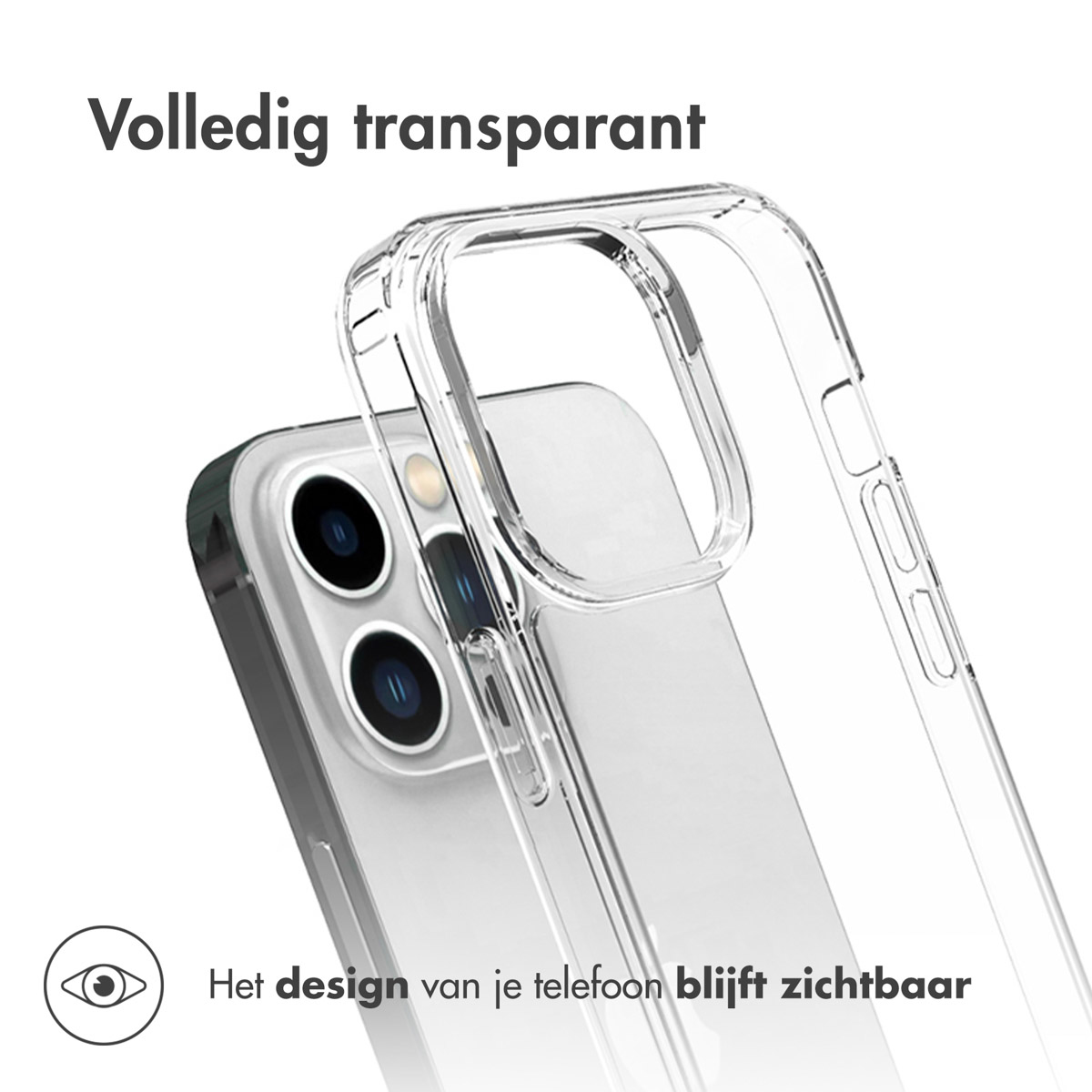 Un téléphone dans une coque transparente. Le design du téléphone est visible.