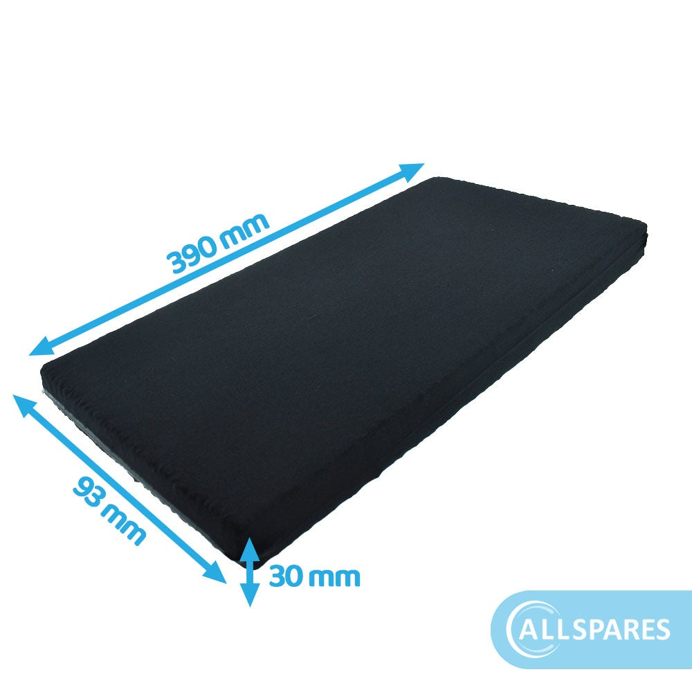 Schwarze Matratze mit den angegebenen Abmessungen: 390 mm x 93 mm x 30 mm, und der Marke 'ALLSPARE'.