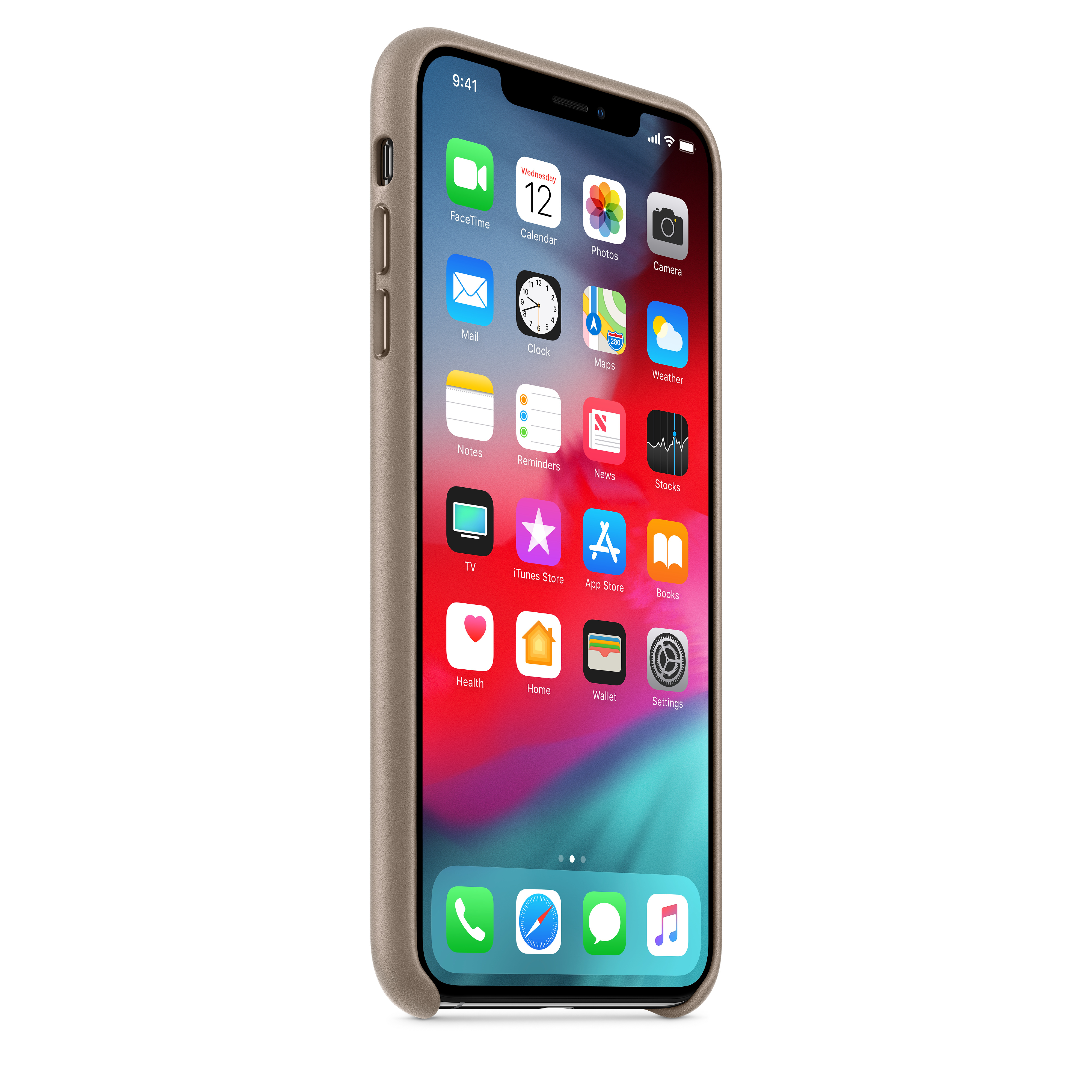 Phone with a case showing the interface, with apps.