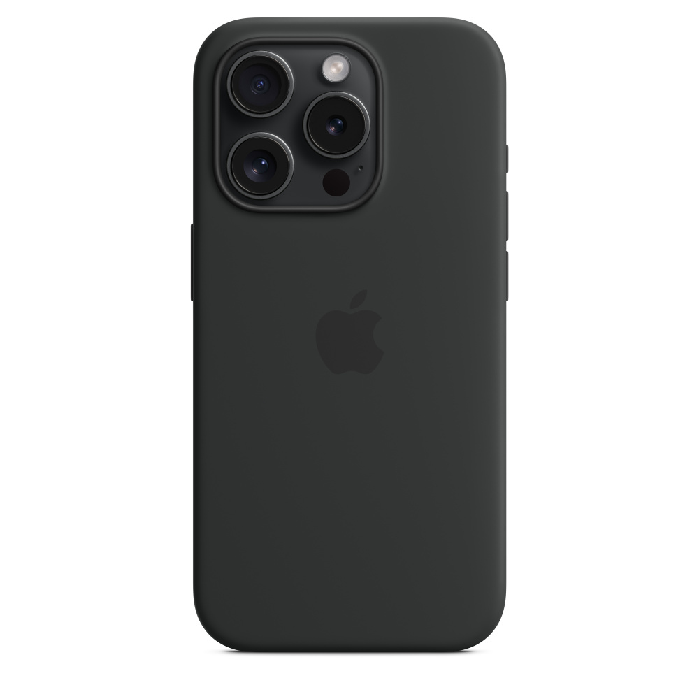 A black iPhone case with the Apple logo. The case covers the back and sides of the phone.