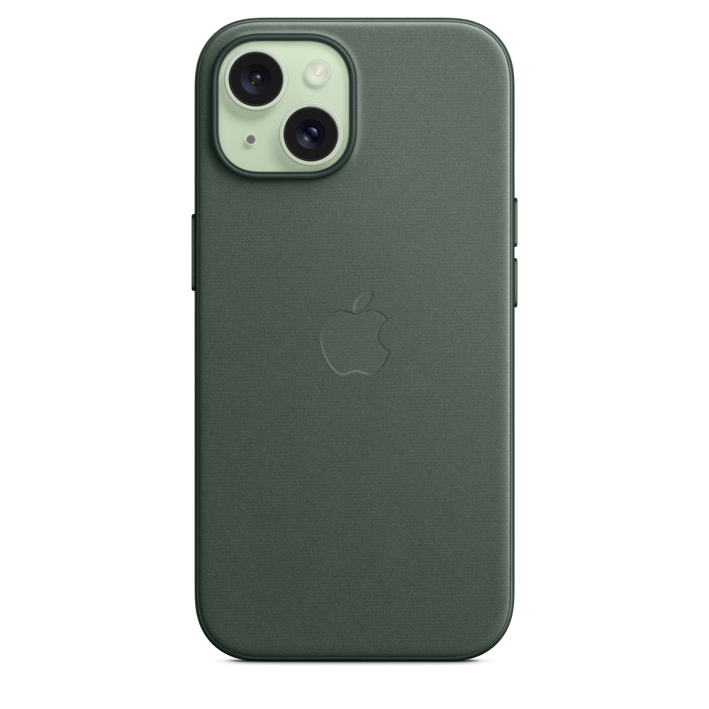 Dos d'un iPhone vert avec caméra et logo Apple, coque vert foncé.