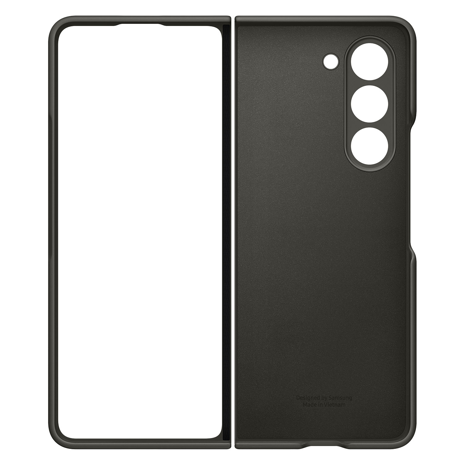 Czarne etui na telefon podzielone na dwie części, pokazujące wnętrze i zewnętrze telefonu.