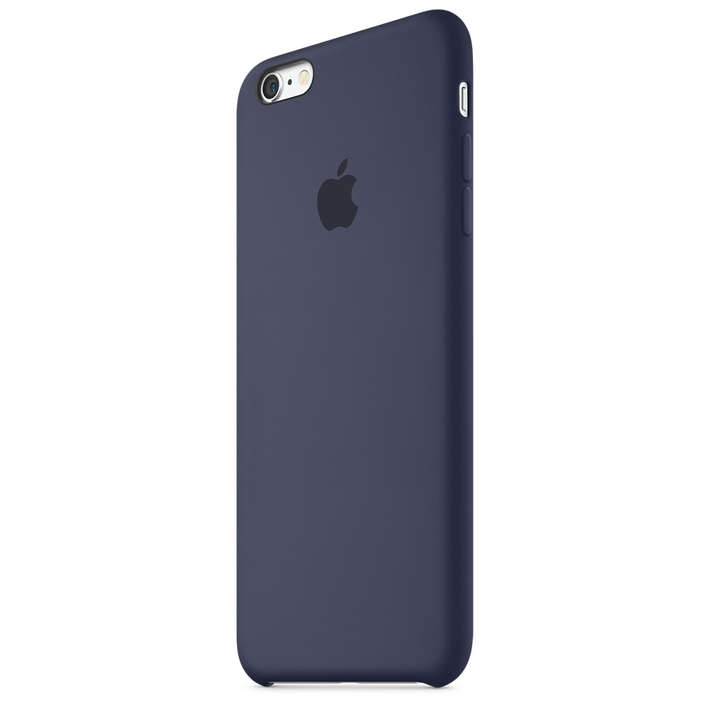 Donkerblauwe iPhone met één camera en Apple-logo.
