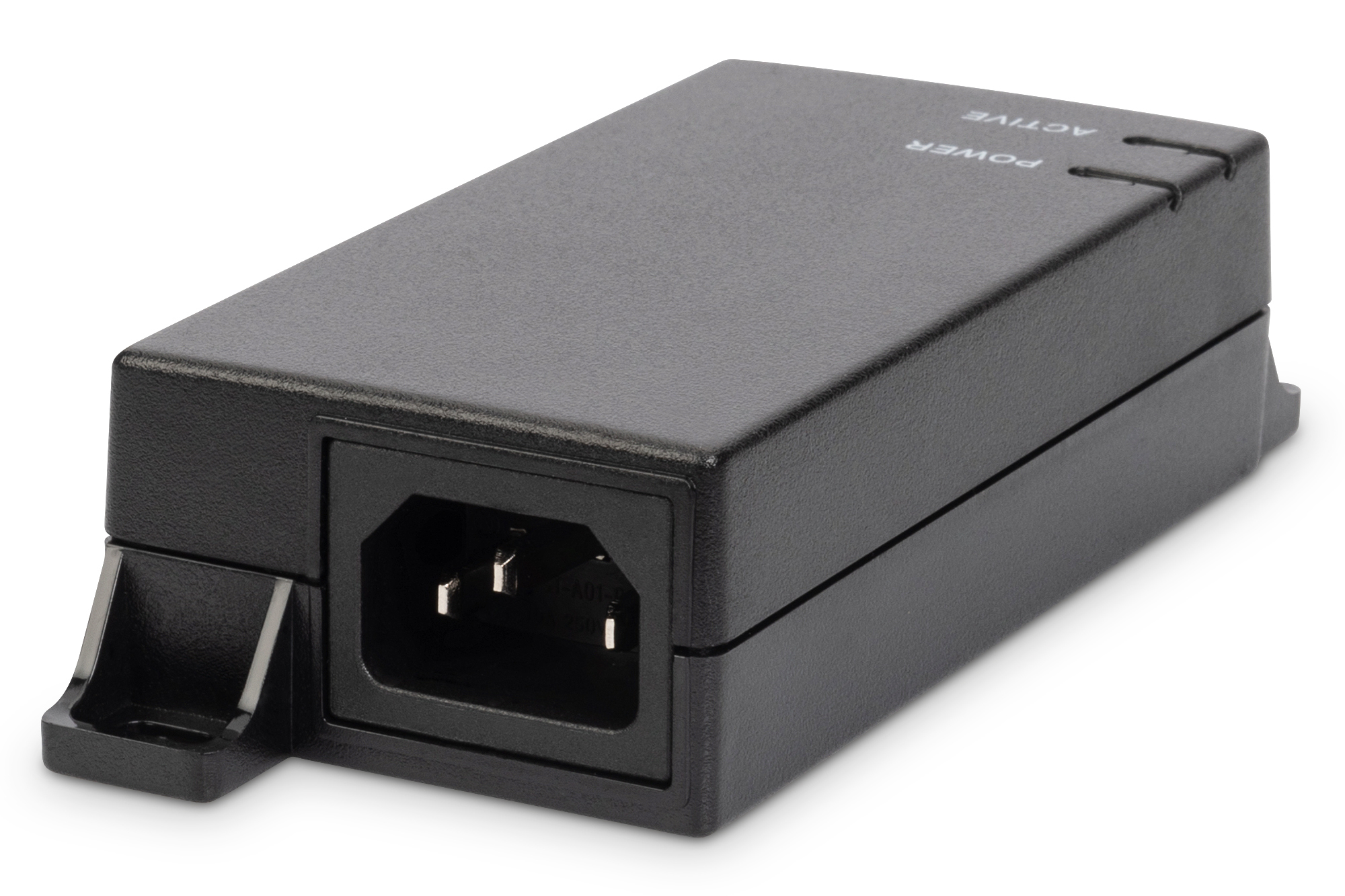 Schwarzes Netzteil mit einem dreipoligen Stecker. Der Text 'POWER' und 'ACTIVE' steht oben.