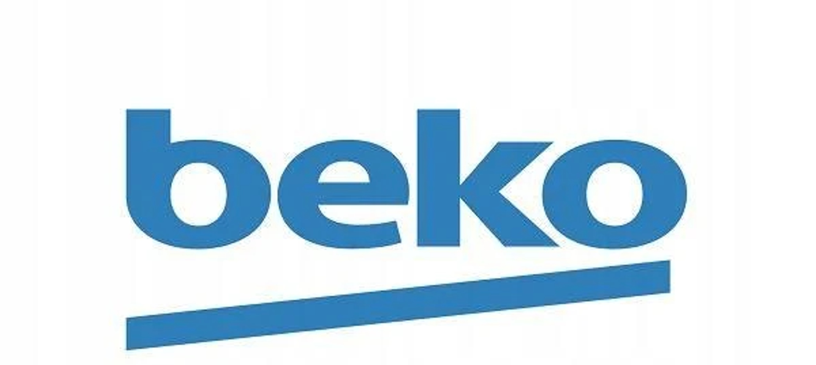 El logotipo azul de Beko sobre un fondo blanco, con una línea azul debajo.