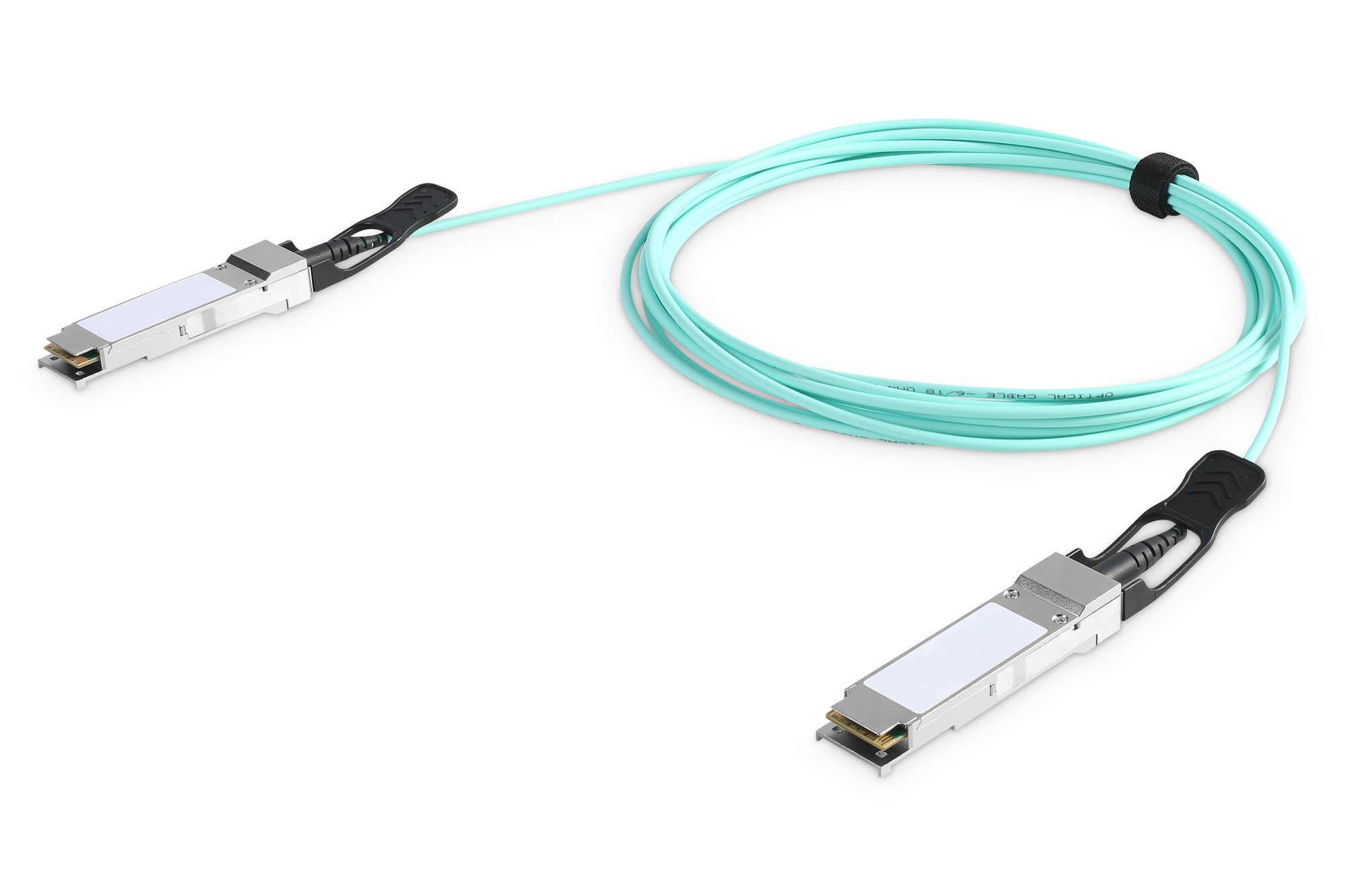 Cavo USB nero con un fermacavo nero.